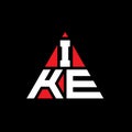 IKE triangle letter logo design with triangle shape. IKE triangle logo design monogram. IKE triangle vector logo template with red