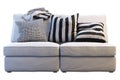Ikea kivik sofa with plaids and pillows