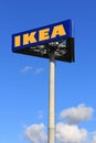 IKEA Sign against Blue Sky with Some Clouds