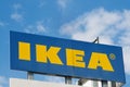 Ikea sign hanging on the store building in Lugano, Switzerland