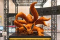 Life-size plush toy of the giant manga hero Kurama or Nine-Tails from anime Naruto Shippuden. Royalty Free Stock Photo