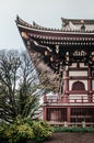 Ikegami Honmon-ji Temple and old historic Japanese buildings vertical shot