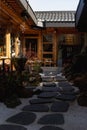 Ikseondong Hanok Village , traditional walking street with shops cafe restaurants during winter afternoon at Ikseondong , Seoul