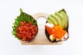 Ikura and Kani with Avocado, Tamago Yaki and Ebiko California or Temaki Sushi Hand Roll