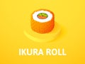 Ikura roll isometric icon, isolated on color background Royalty Free Stock Photo