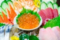 Ikura salmon roe in sashimi set