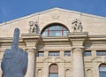 Il Dito - L.O.V.E. statue in front of the Milano Stock Exchange by Maurizio Cattelan