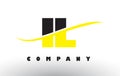 IL I L Black and Yellow Letter Logo with Swoosh.