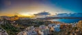 Il-Mellieha, Malta - Beautiful panoramic skyline view of Mellieha town at sunset with Paris Church Royalty Free Stock Photo