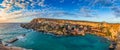 Il-Mellieha, Malta - Panoramic skyline view of the famous Popeye Village at Anchor Bay