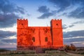 Il-Mellieha, Malta - St Agatha`s Red Tower at blue hour with beautiful moving clouds