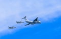 Il-78 (Midas) aerial tanker demonstrates refueling of 2 Su-24 (Fencer)