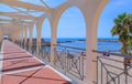 Cityscape of Civitavecchia in Italy: view of Pirgo beach from its pedestrian bridge. Royalty Free Stock Photo