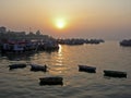 Sunset over Mumbai port Royalty Free Stock Photo