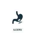 Ilcers icon. Monochrome simple Deseases icon for templates, web design and infographics