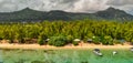 Ile Aux Benitiers, Mauritius Island. Amazing aerial view with Mauritius Island on the background