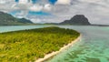 Ile Aux Benitiers, Mauritius Island. Amazing aerial view with Mauritius Island on the background