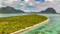 Ile Aux Benitiers, Mauritius Island. Amazing aerial view with Mauritius Island on the background