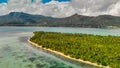 Ile Aux Benitiers, Mauritius Island. Amazing aerial view with Mauritius Island on the background