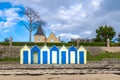 Ile-aux-Moines, bathing huts Royalty Free Stock Photo