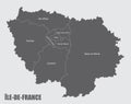 Ile-de-France administrative map Royalty Free Stock Photo