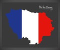 Ile-de-France map with French national flag illustration Royalty Free Stock Photo