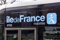 Ile de France Mobilites logo on a bus in Paris, France Royalty Free Stock Photo