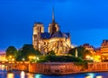 Ile de la Cite, Paris, France: Night view of Cathedrale Notre Da Royalty Free Stock Photo