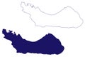 Ile-a-Vaches island Republic of Haiti, Cenrtal America, Caribbean islands map vector illustration, scribble sketch ÃÅ½le-a-Vache