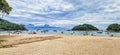 Ilha Grande, Brazil - Jan 28, 2024: Abraao beach on big island Ilha Grande in Angra dos Reis, Rio de Janeiro, Brazil