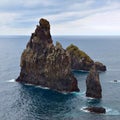 Ilheus da Rib rock formations on the cliff coast of Ribeira da Janela, Madeira, Portugal