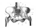Iliac fossa skeleton in the old book D`Anatomie Chirurgicale, by B. Anger, 1869, Paris