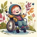 ilIustration of a happy child in a wheelchair