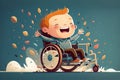 ilIustration of a happy child in a wheelchair