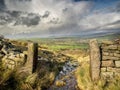 Ilkley moor and gate post Royalty Free Stock Photo