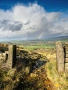 Ilkley moor and gate post Royalty Free Stock Photo