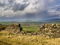 Ilkley moor and old wall Royalty Free Stock Photo