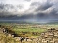Ilkley moor and old wall Royalty Free Stock Photo