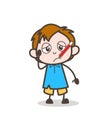 Ill Boy with Fever Thermometer - Cute Cartoon Kid Vector Royalty Free Stock Photo