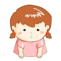 Ill girl runny nose cartoon