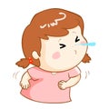 Ill girl sneezing cartoon