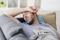 Ill man having cold at home. Royalty Free Stock Photo