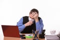 Ill office worker coughing in the workplace Royalty Free Stock Photo