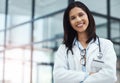 Ill take care of you. Portrait of a confident young doctor working in a modern hospital. Royalty Free Stock Photo