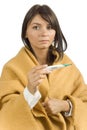 Ill woman with clinical thermometer Royalty Free Stock Photo