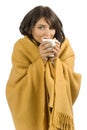 Ill woman with hot cup Royalty Free Stock Photo