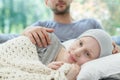 Ill woman resting on couch Royalty Free Stock Photo