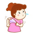 Ill woman sneezing cartoon