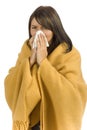 Ill woman with tissue Royalty Free Stock Photo