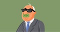 Corrupt Politician Being Silenced by Money Vector Cartoon Illustration Royalty Free Stock Photo